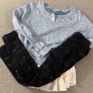 5/$15- Blue Sweater with Black Leggings